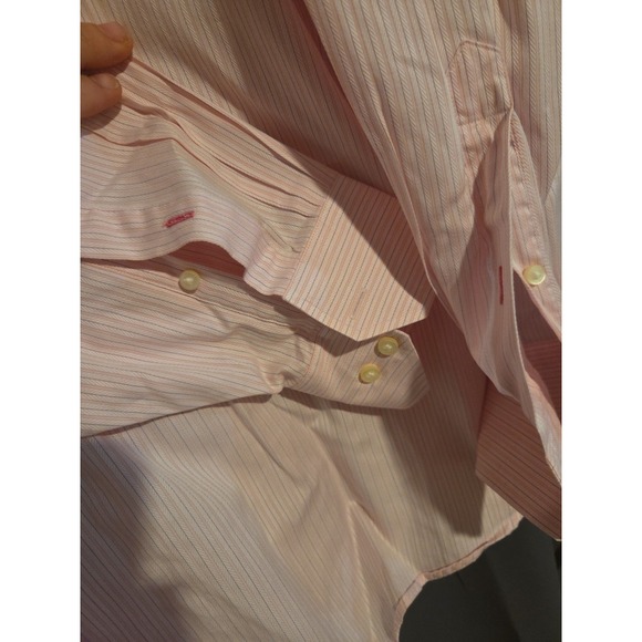 Tommy‎ Bahama Pink Striped Button Down, Men's Size 16.5 34/35 Long Sleeve Shirt - Picture 6 of 9